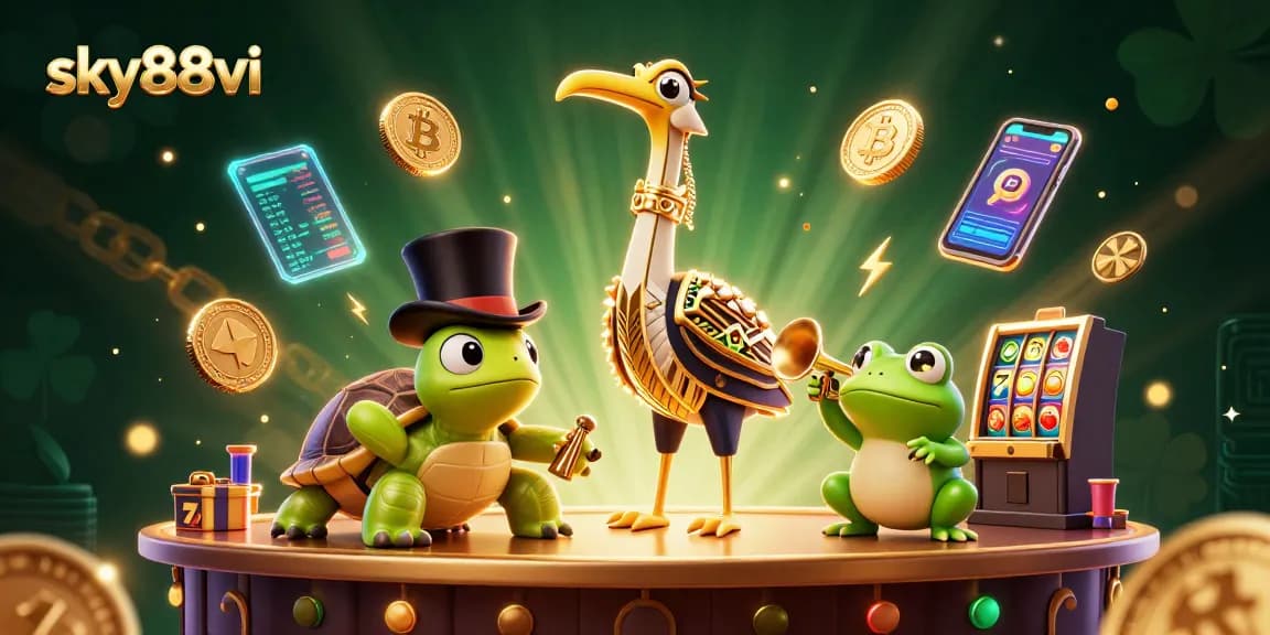Experience thrilling gaming with sky88vi's vibrant 3D casino scene featuring classic casino elements.