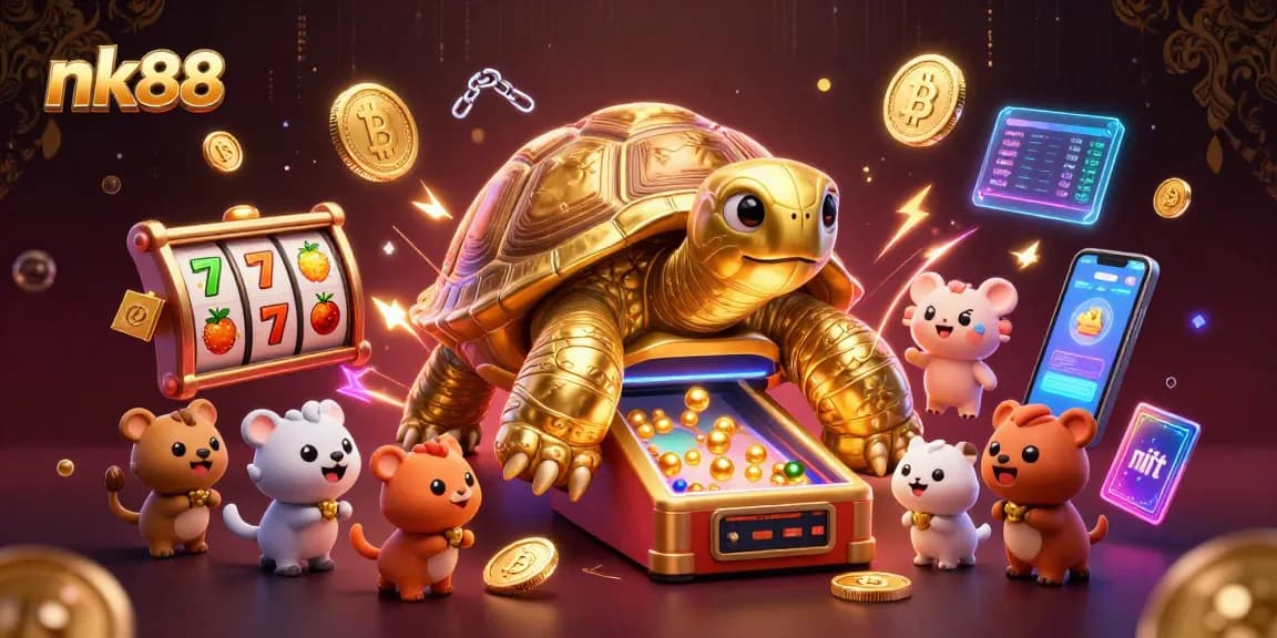 Experience thrilling jackpots with nk88's vibrant gaming world, featuring an engaging tortoise pinball.