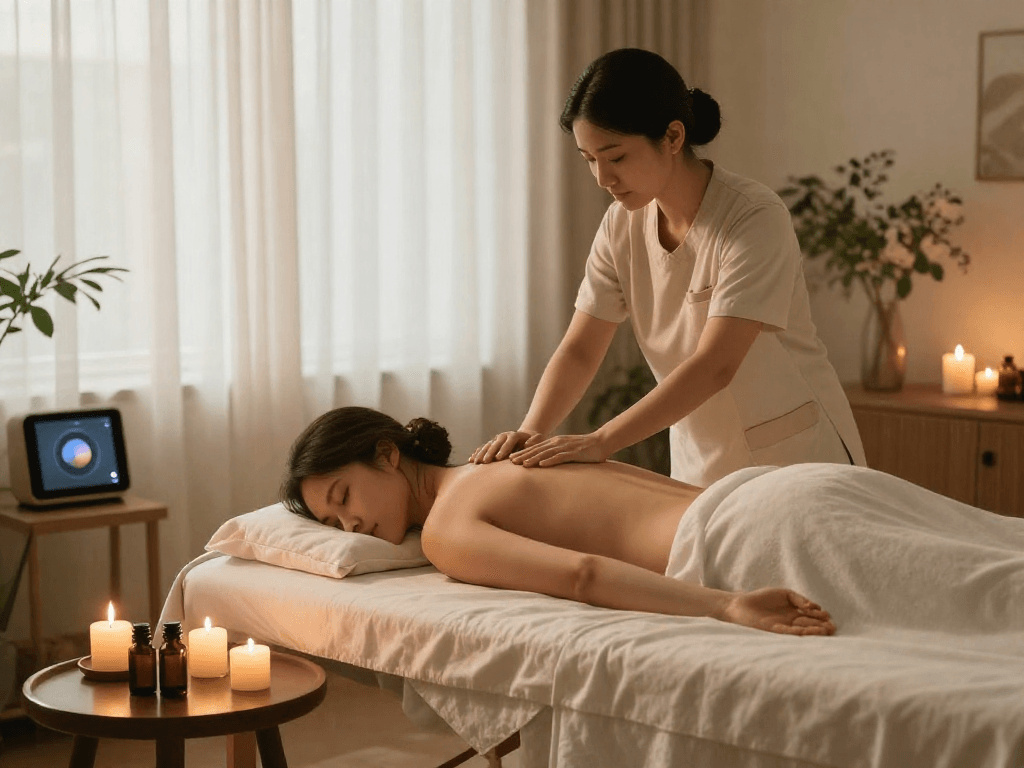 Experience premium 광명출장마사지 in a calming home setting during a personalized session.