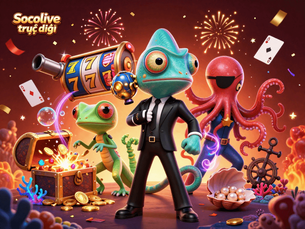Engage with Socolive trực tiếp for thrilling slot adventures featuring dynamic characters and exciting casino elements.