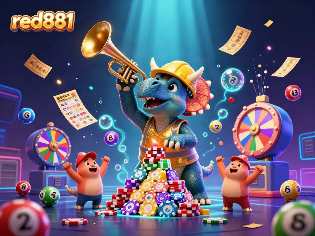 Experience the excitement at red881 casino with dynamic gaming elements and vibrant illustrations.