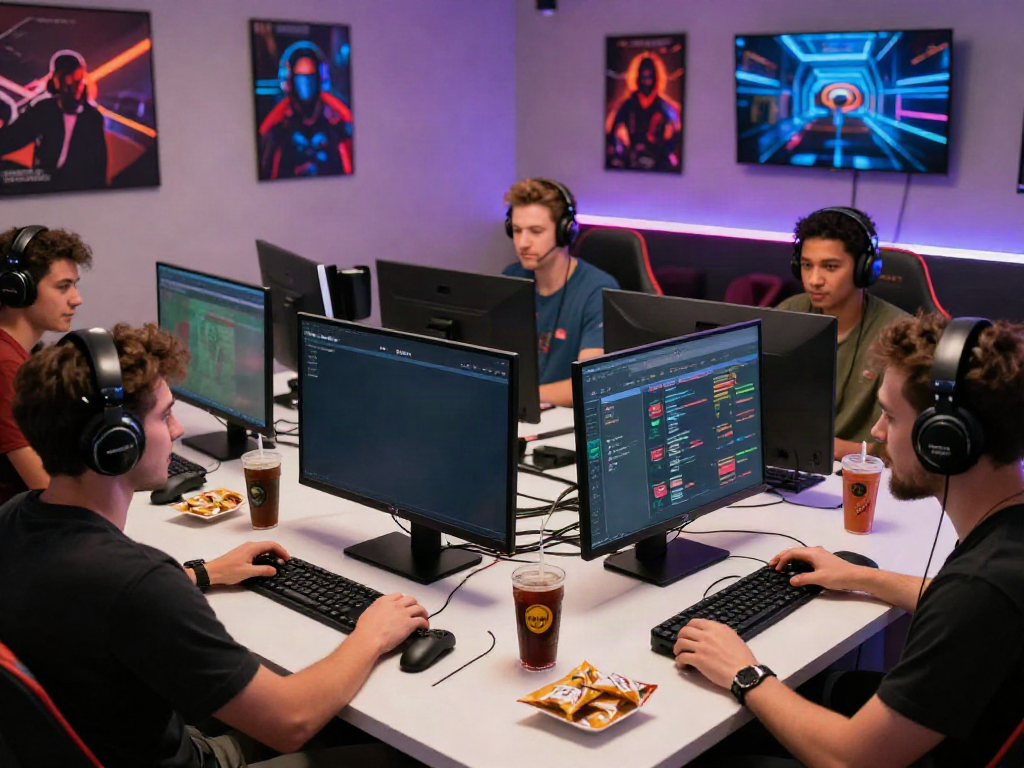 Enthusiastic friends gaming together at home using https://gem88.bz/ for immersive online experiences.