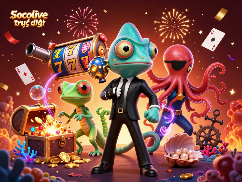 Engage with Socolive trực tiếp for thrilling slot adventures featuring dynamic characters and exciting casino elements.