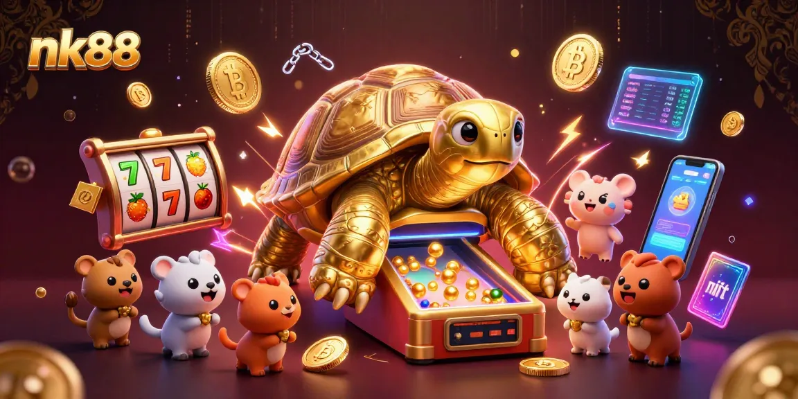 Experience thrilling jackpots with nk88's vibrant gaming world, featuring an engaging tortoise pinball.