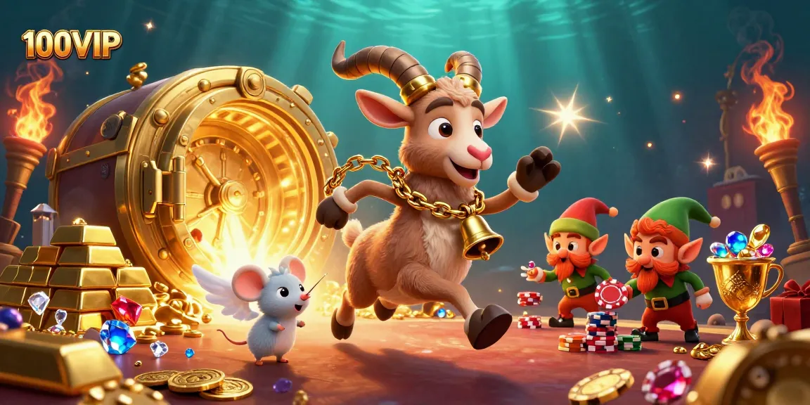 Win big at 100VIP's holiday-horror casino, featuring whimsical characters and dazzling treasures.