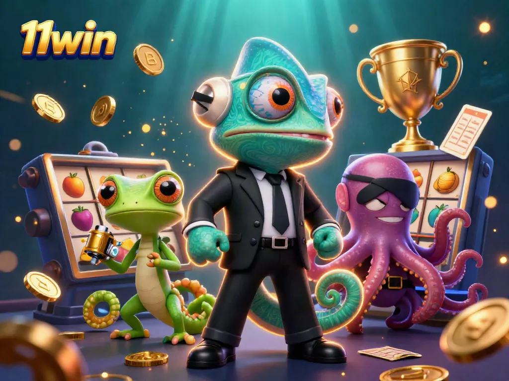 Experience thrilling gameplay at 11win with dynamic cartoon characters, slots, and casino elements!