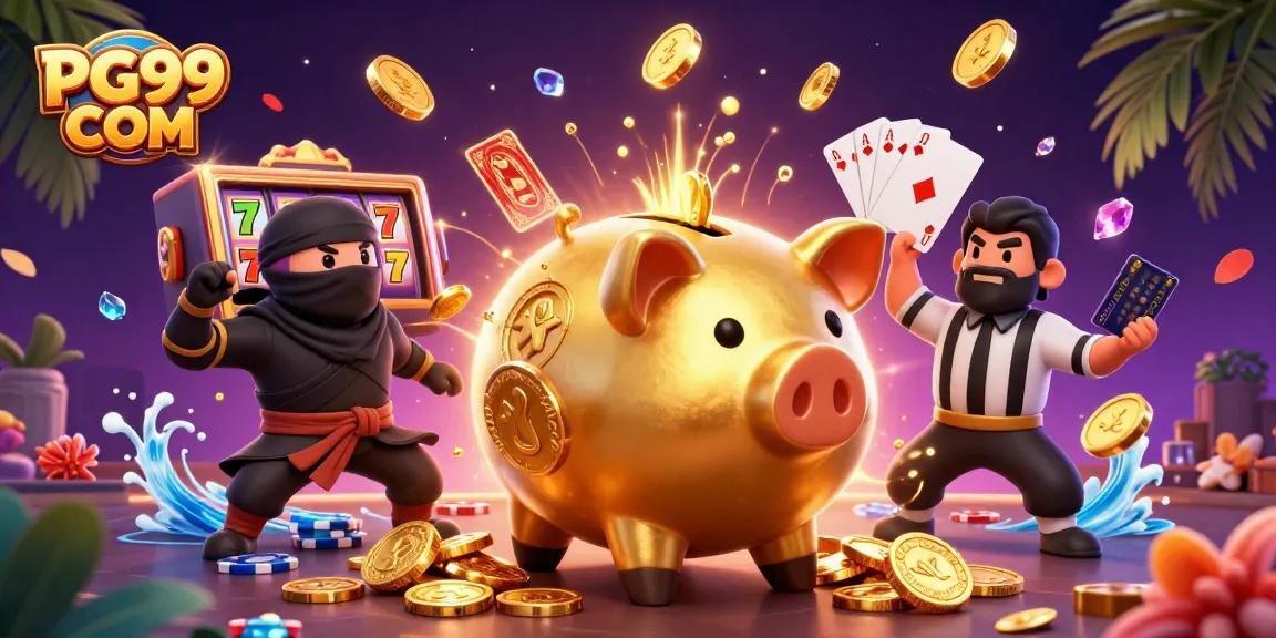 Spin slots and win big at PG99 COM with vibrant casino elements and energetic characters.