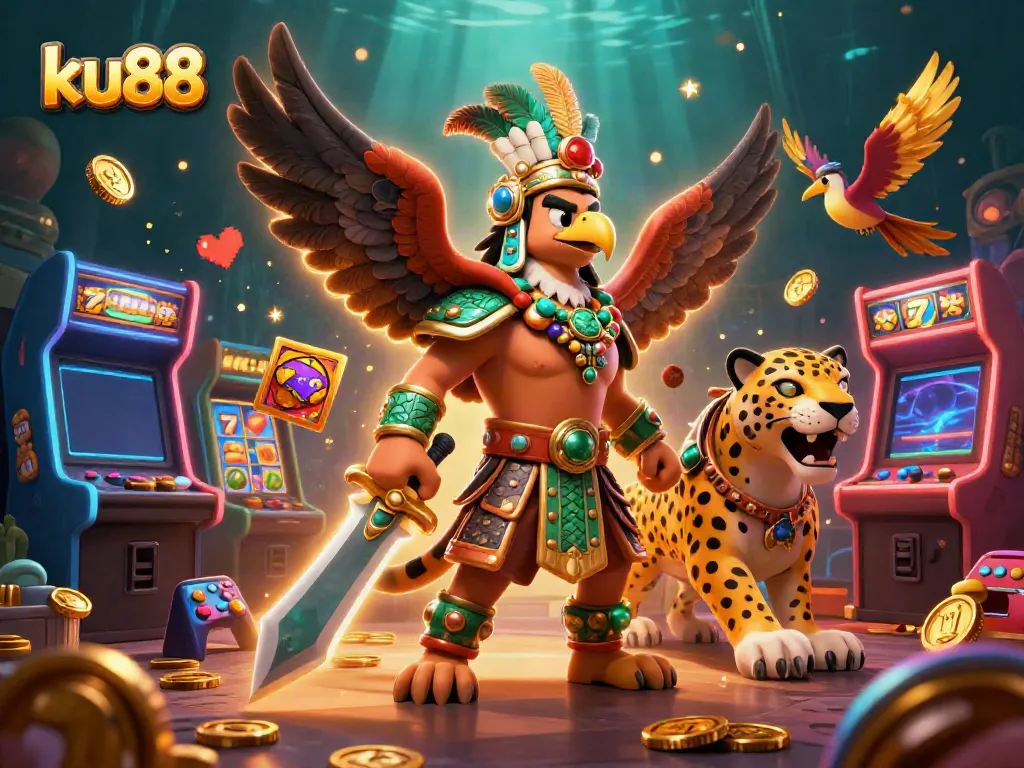 Experience thrilling jackpots with ku88 in a vibrant, action-packed casino scene.