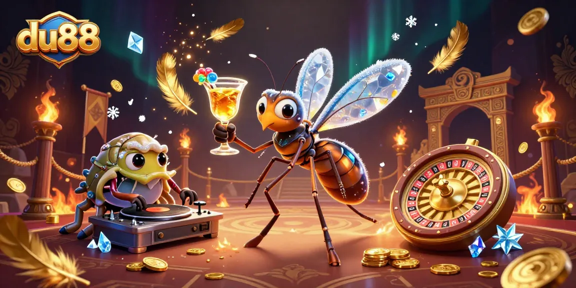 Experience thrilling gameplay with du88's vibrant casino scene featuring unique characters and elements.