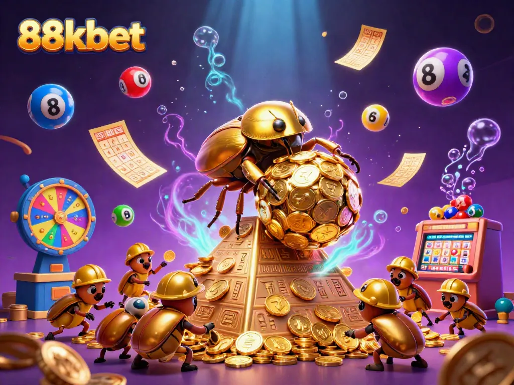 Experience thrilling gaming with 88kbet in a vibrant cartoon illustration showcasing dynamic elements of fun.
